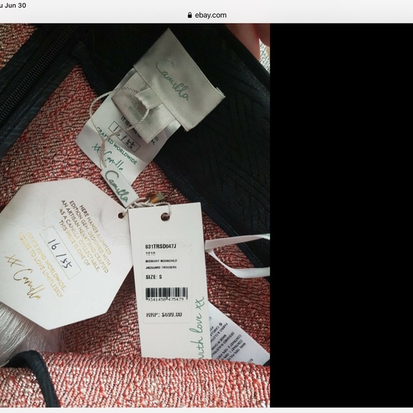 Camilla Midnight Moonchild Jacquard Trousers, size S, 16/55 edition Black Crane - Picture 11 of 12